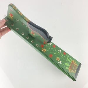 Vintage Swedish Mangle Board Carved Wooden Scandinavian Horse Painted Flowers